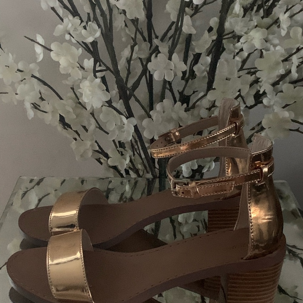 🔥🔥Brand New Zara Gold Sandal w/Ankle Tie Strap🔥